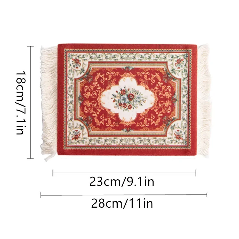 Persian Retro Style Mini Woven Carpet Pad Mouse Pad Pattern Cup Laptop Mouse Pad with Edge Home Office Desktop Decoration Craft