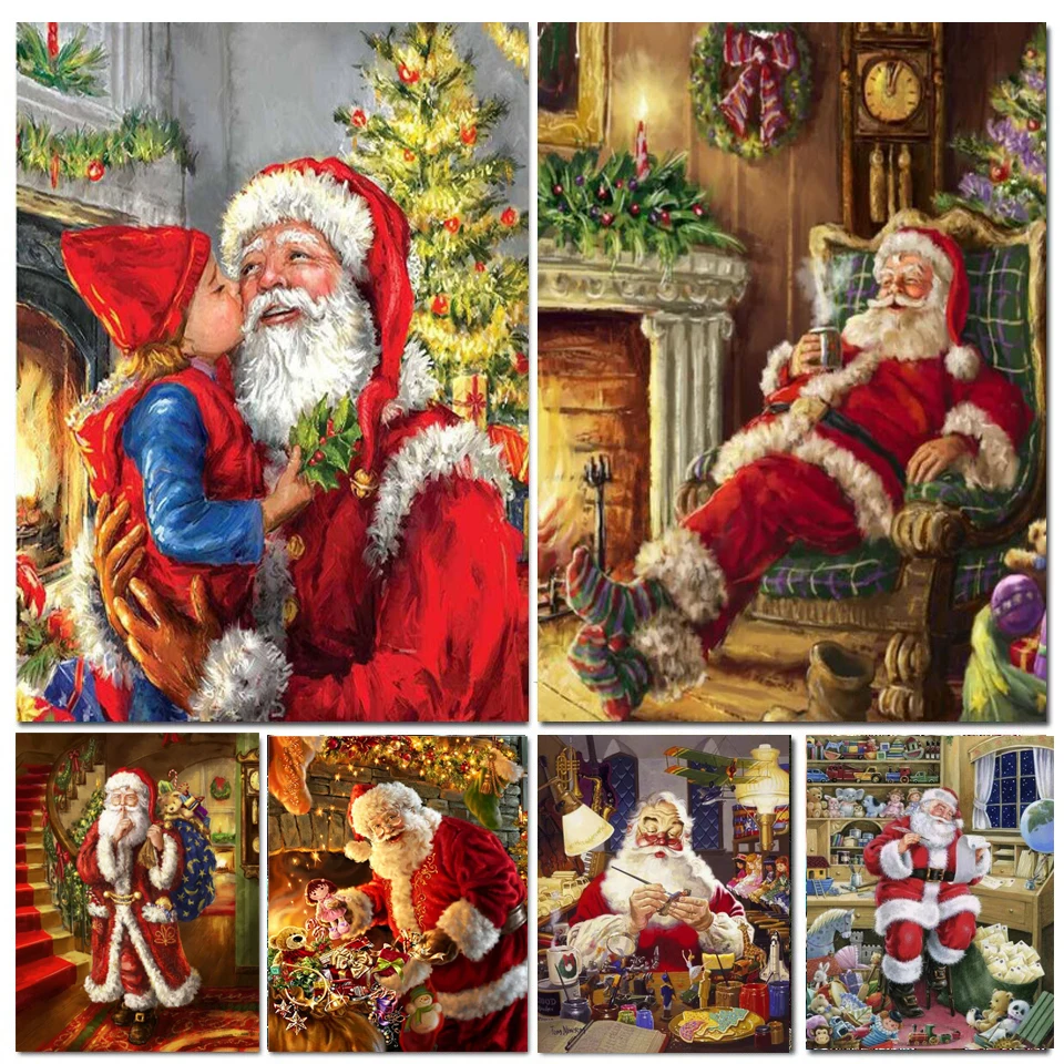 Santa Claus 5d Diy Diamond Painting Christmas Gifts Full Drill Diamond Mosaic Cross Stitch Kits Embroidery For Home Decor Z11