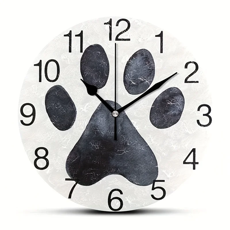 [Black Paw Clock] Black Paw Design Round Wall Clock | Silent Non-Ticking Oil Painting Decorative Clock for Home, Office, School, Gift, Single-Pack