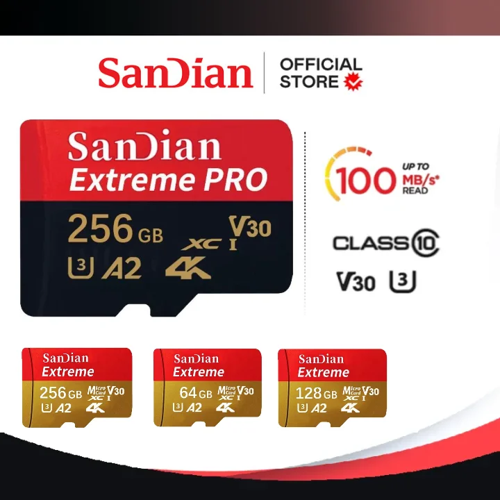 Sandian 128GB U3 4K Micro TF SD Card 256GB A2 Class 10 SD Memory Card 64GB UHS-I TF Card Usb Flash For Phone Camera Ps4 Gaming