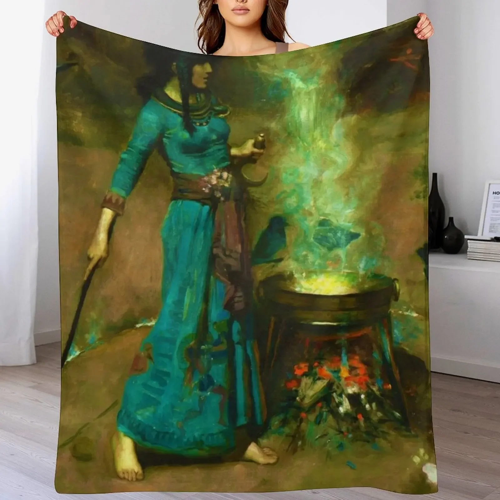 

John William Waterhouse The Magic Circle Throw Blanket Retros Flannel Fabric For Baby Shaggy Blankets