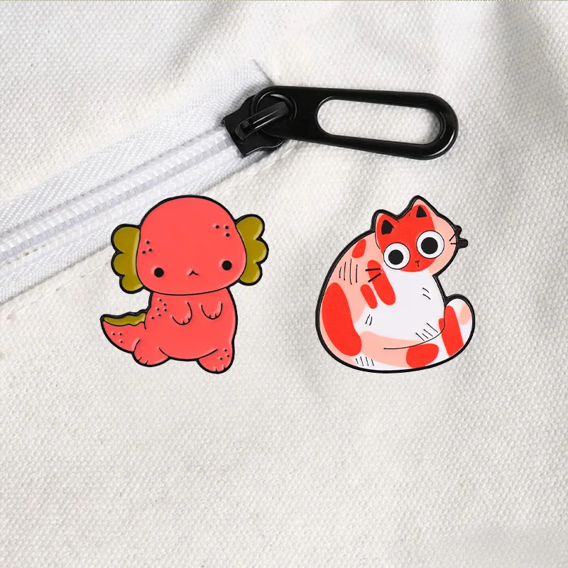 Niedliches Cartoon-Set aus bunten Tier-Emaille-Abzeichen im Kawaii-Meme-Stil, lustiges Zitat-Design, Metallbrosche, Anstecknadel, Accessoire, Geschenk – Detail 4