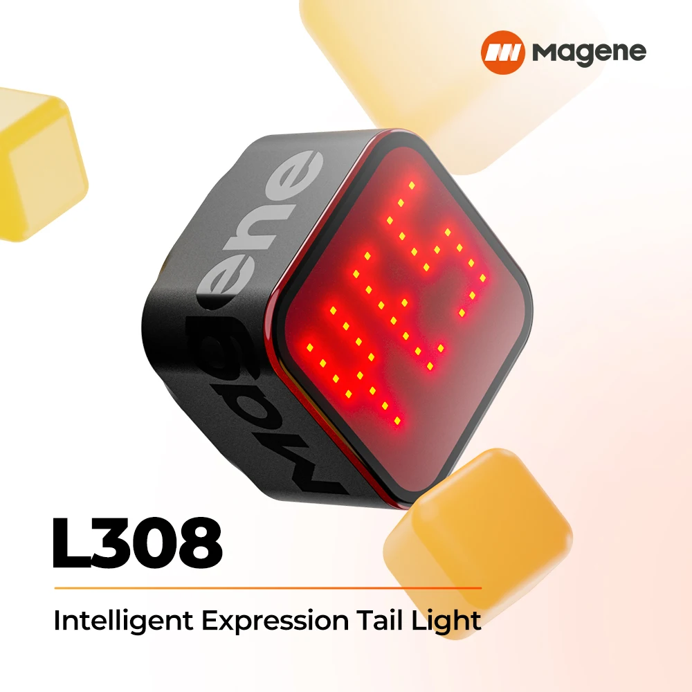 Magene L308 Tail Light Intelligent Custom Expression Smart Braking Sensor  96 Cob Led Auto-Sleep Wake Emoji Text Lights