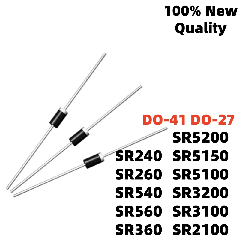 10Piece DO-41 DO-27 SR2100 SR240 SR540 SR560 SR3200 SR5100 SR360 SR5200 SR260 SR3100 SR5150 Diode Electronic components