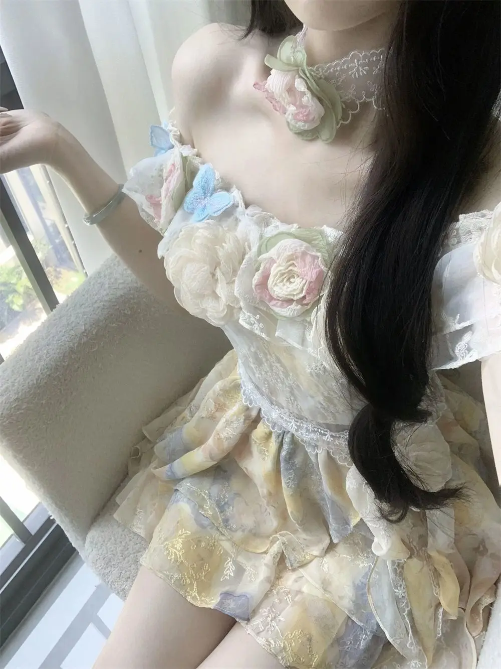 ฤดูร้อนหวาน Y2k เรโทรสง่างามชุดผู้หญิงปิดไหล่ดอกไม้ออกแบบชายหาดสไตล์หญิงเซ็กซี่เก๋ไก๋เกาหลีเสื้อผ้ายอดนิยม