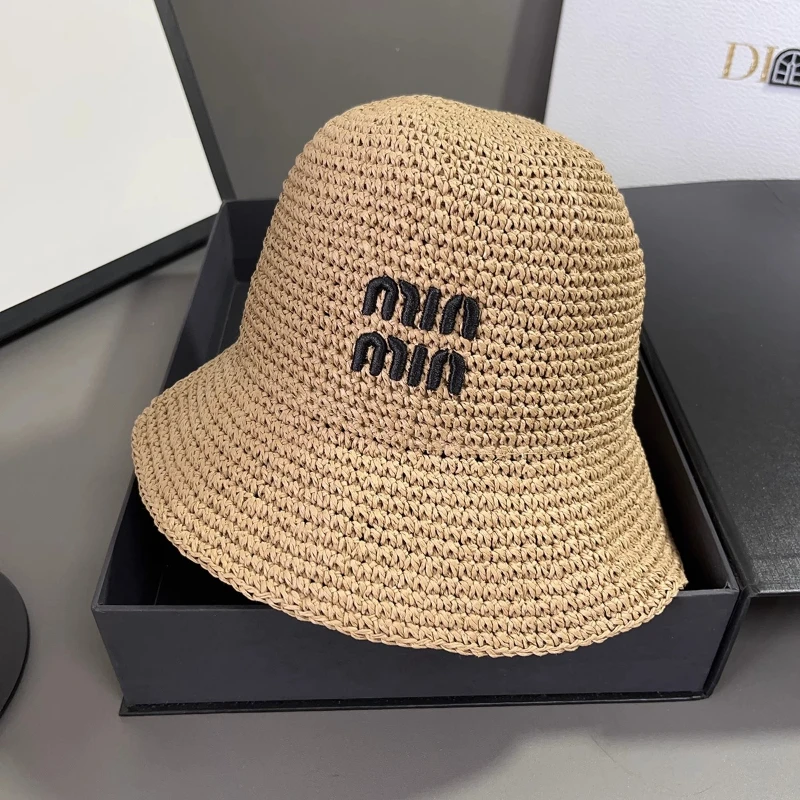 Letter Embroidery Straw Dome B - Hat Floppy Wide ulasan dan harga