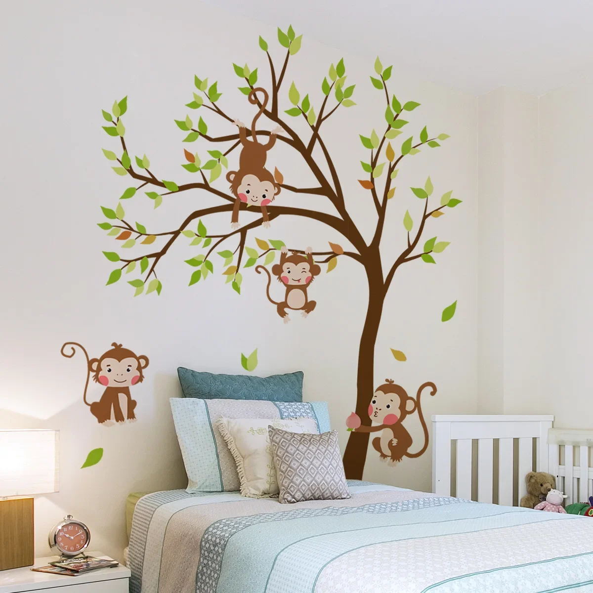 

New Monkey Playing on Branch Tree Wall Stickers for Kids Rooms Large Children Wall Decals Baby Bedroom Decoartion Nursery Vinyl