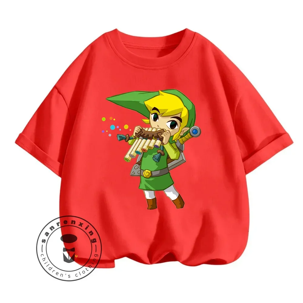 Cute Kawaii The Legend of Zelda T-shirts for Boys Girls Soft Tops Featuring Beloved Cartoon Game Graphics Ideal for Summer Fun