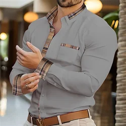 Men's business lapel shirt office casual outdoor street shirt soft and comfortable men's top large size XS-6XL fast delivery