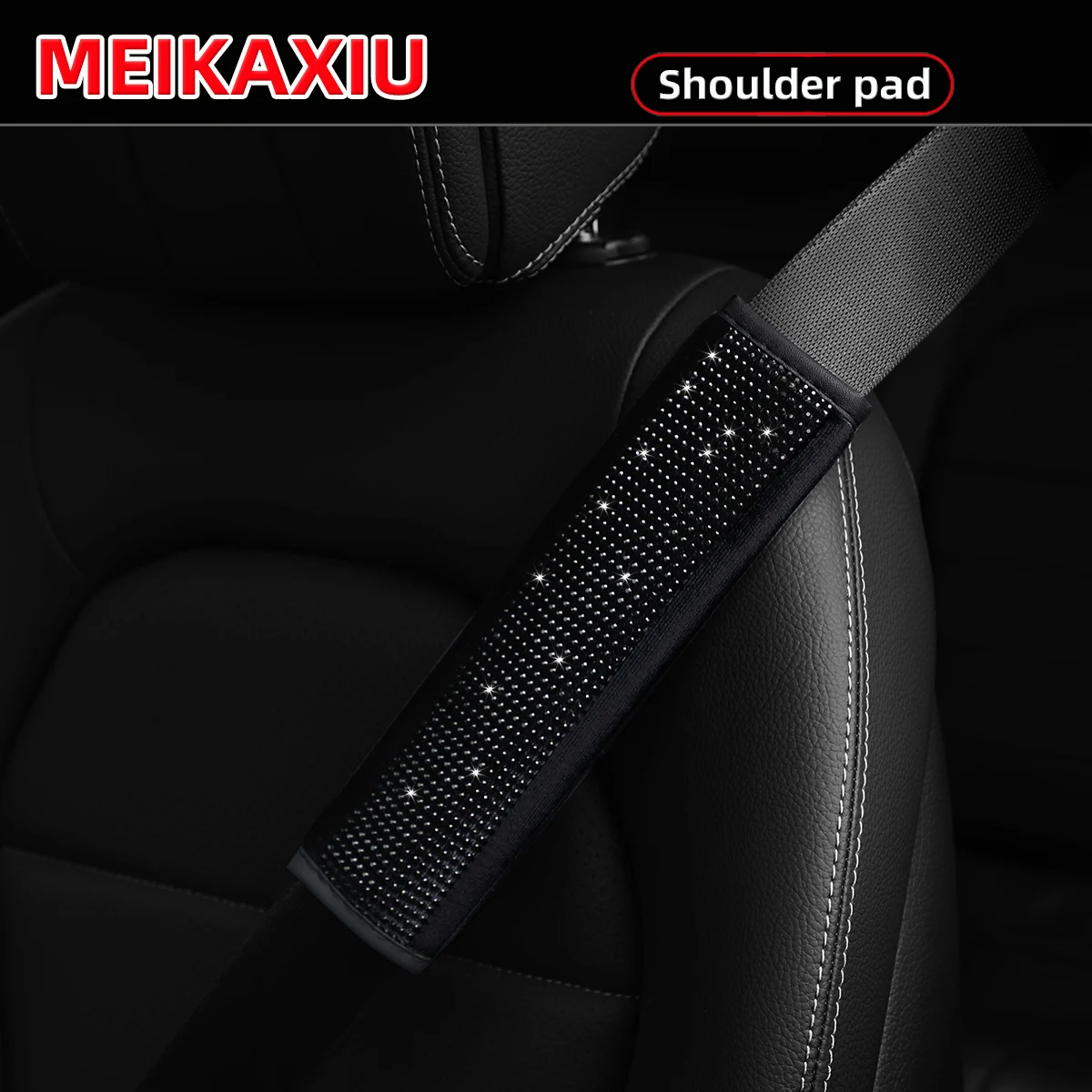 Universal Velvet Diamond-Studded Car Seat Belt Shoulder Cover Fashion Accessory Shiny Blingbling All-Season
