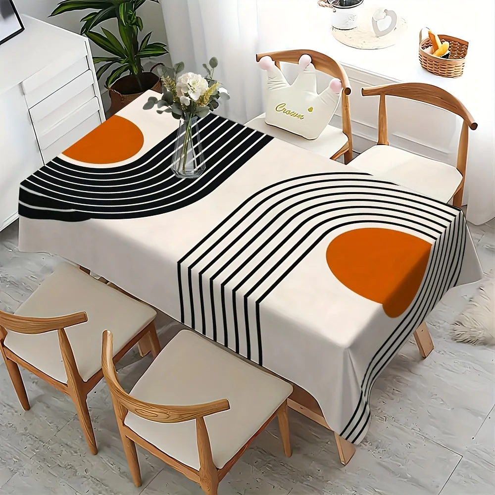 JIT + 1pc polyester tablecloth, simple geometric pattern tablecloth, woven table cover, floral flower print tableclothzyc