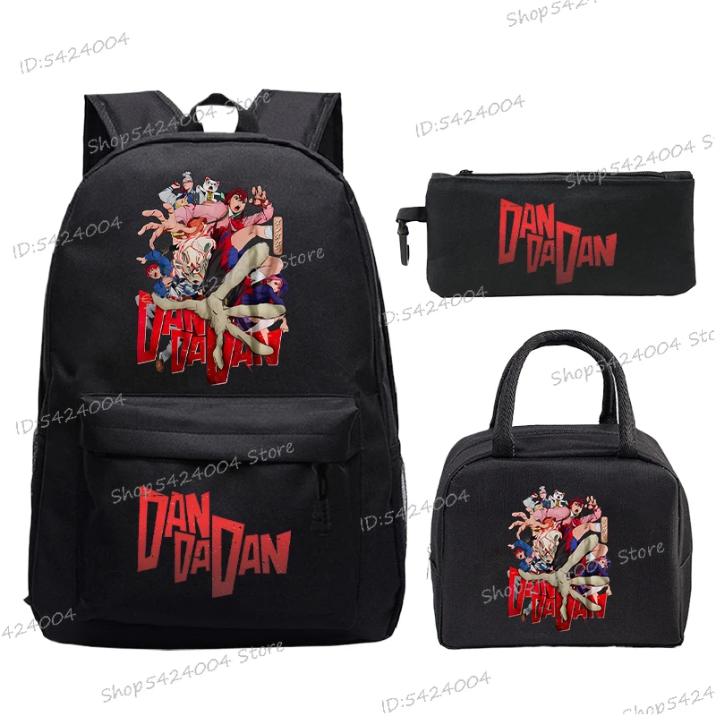 Harajuku Dan Da Dan 3Pcs/set Backpack for Girl Boy Fashion Comic Women Men Rucksack with Lunch Bags Pencil Bag Anime Gifts