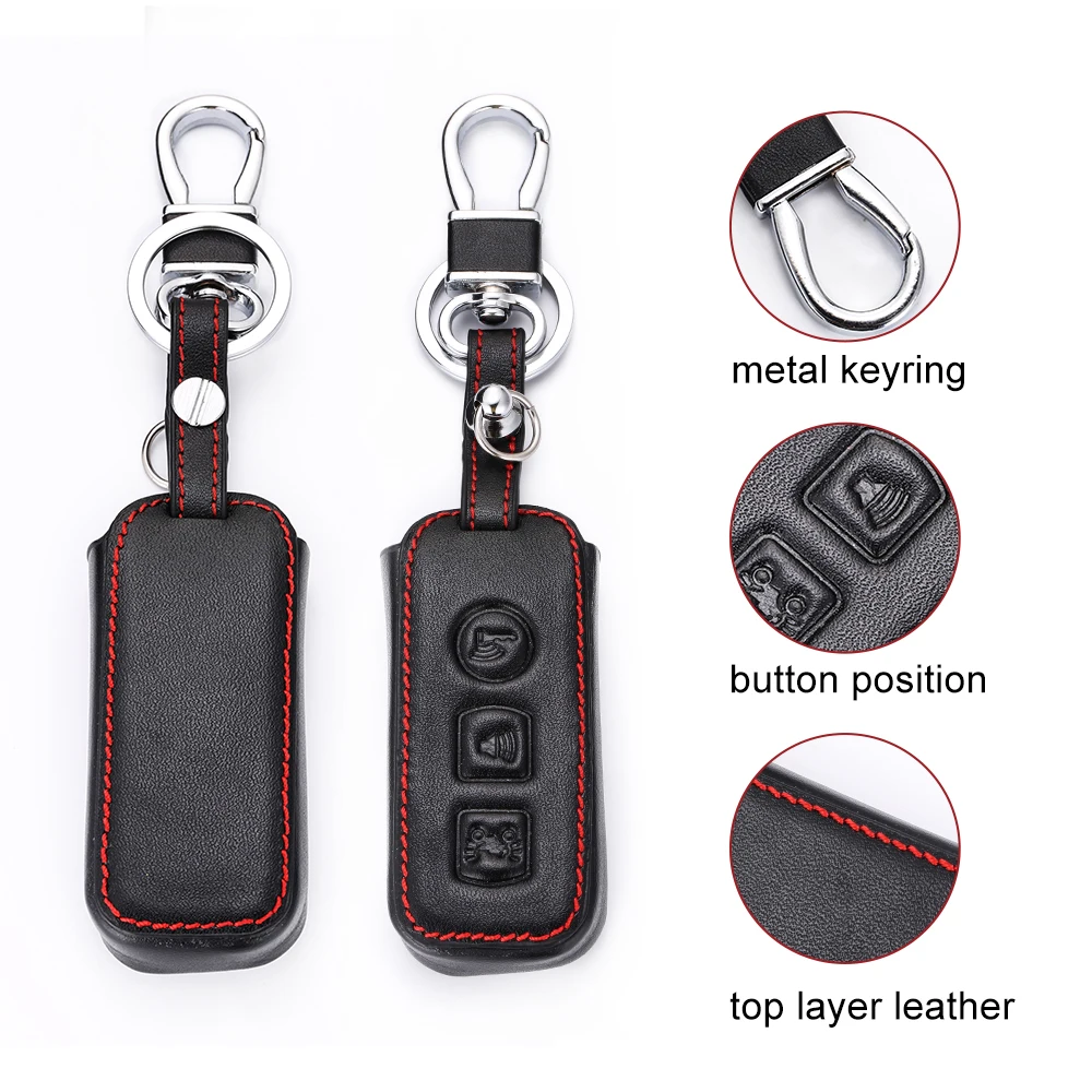 Leather Car Key Case Keychain Cover for Honda Airblade 125 C125 Super Cub Scooter Vario 150 PCX Forza 300 Holder Car Accessories