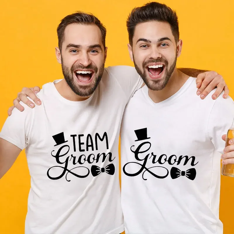 Male Wedding Tees Friends Team Groom Y2k Tops Stag Bachelorette T-Shirt Single Farewell Party Tshirt Groomsman Best Men Clothes