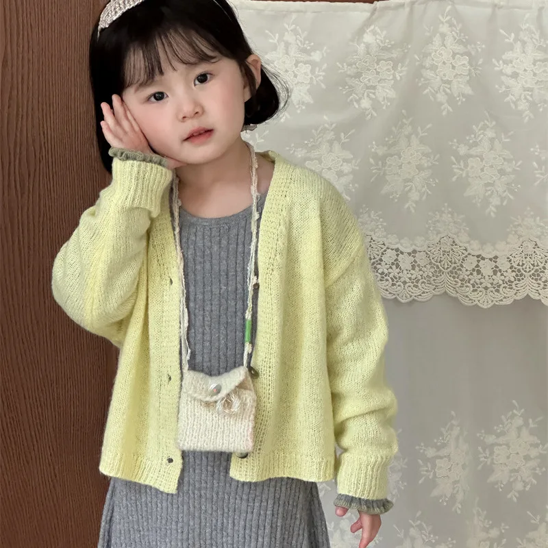 

2025 Autumn New Products Children's Bright Sweater Cardigan All-match Baby Winter Autumn Baby Coat Sweater