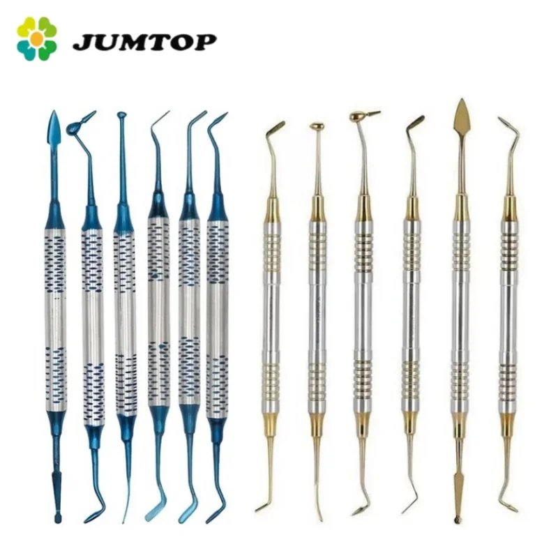 

JUMTOP 6Pcs Dental Composite Filling Spatula Tools Titanium Plated Head Resin Filling Repair Dentistry Instrument