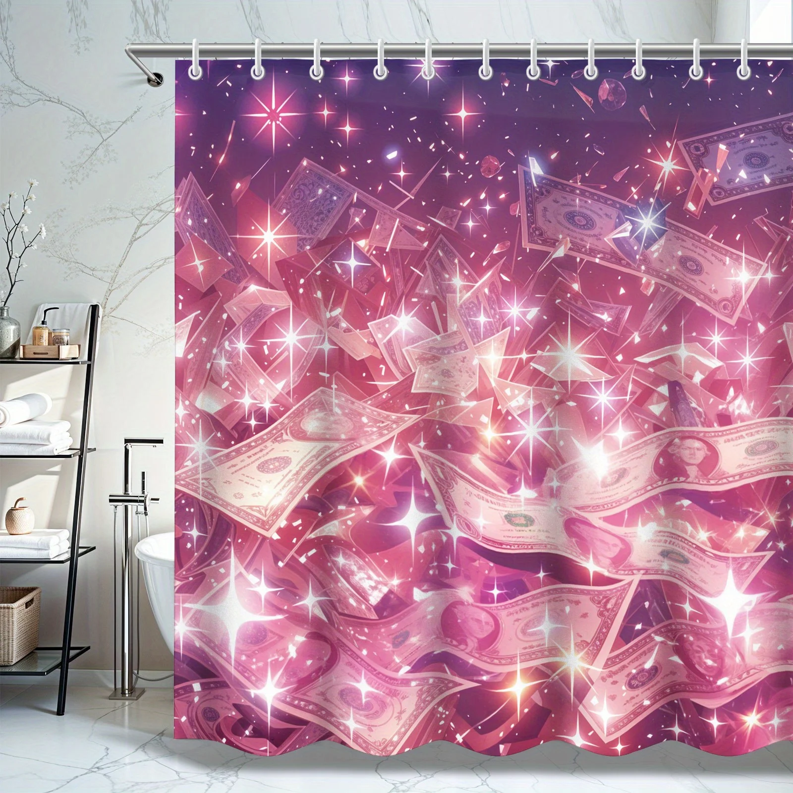 

Занавеска для душа Art Money — декор для ванной комнаты на готівку, идеальный подарок для любителей денег, в комплект входит 12 крючков, полиэфирная ткань