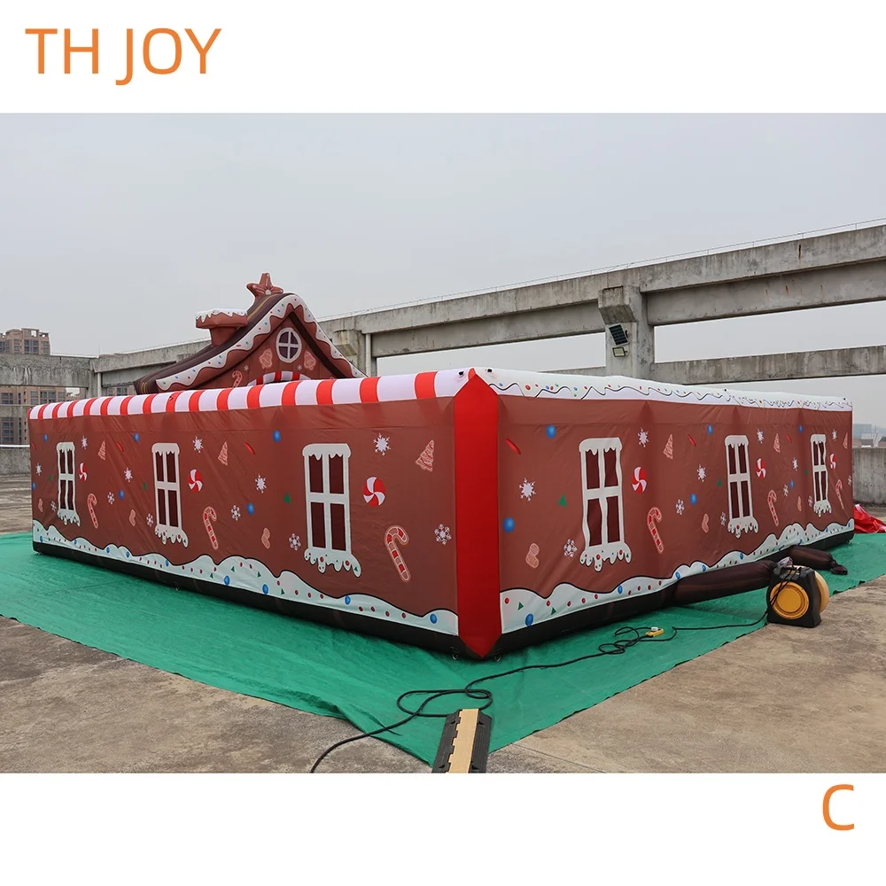 fast air ship to door, 8x8m custom Christmas inflatable maze gingerbread inflatable Christmas house with 8 carnival games combos
