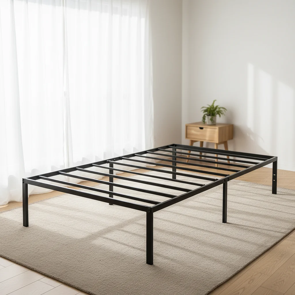 Easy Assembly Space Saving Steel Platform Bed Frame Steel Slat Support Heavy Duty Bed Base for Bedroom Hotel Apartment School