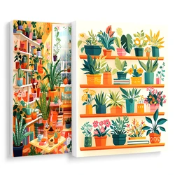 RUOPOTY-Simple Painting By Numbers,Plant Potted Home Garden,Wall Art Picture,Drawing On Canvas,With Frame,Handwork,Art Supplies