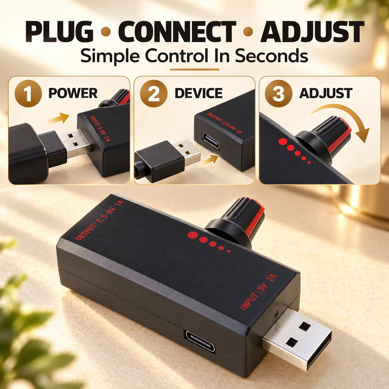 USB Fan Speed Controller Stepless Speed Controller Motor Speed Controller with Switch Type-C / USB Interface for PC Cooling Fan