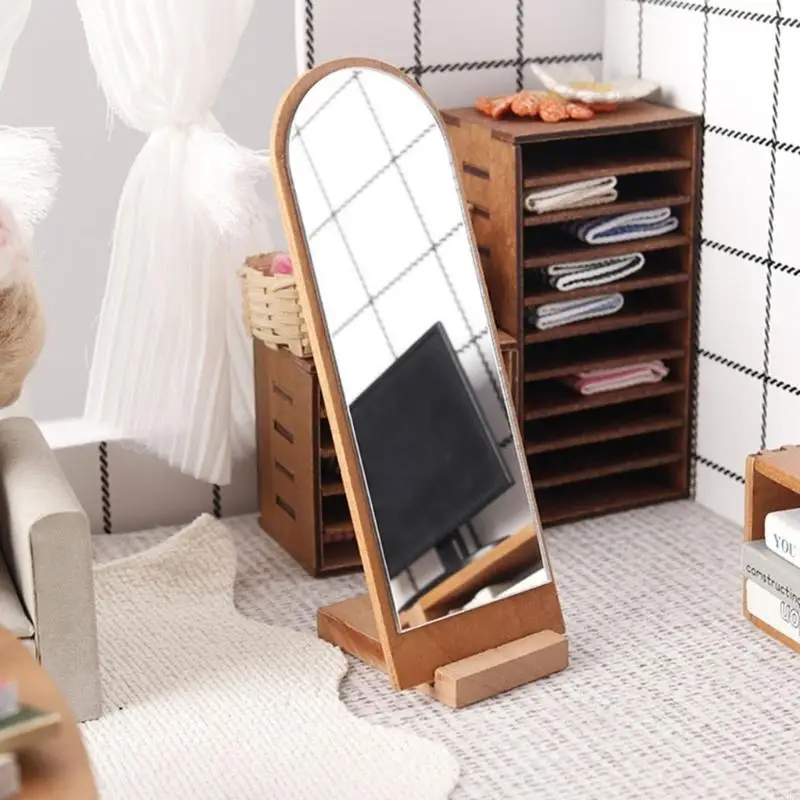 

1/12 Doll House Full Length Mirror Frame PVC Lens For Realistic Reflection And RolePlay Miniature Scene Decoration A2UB