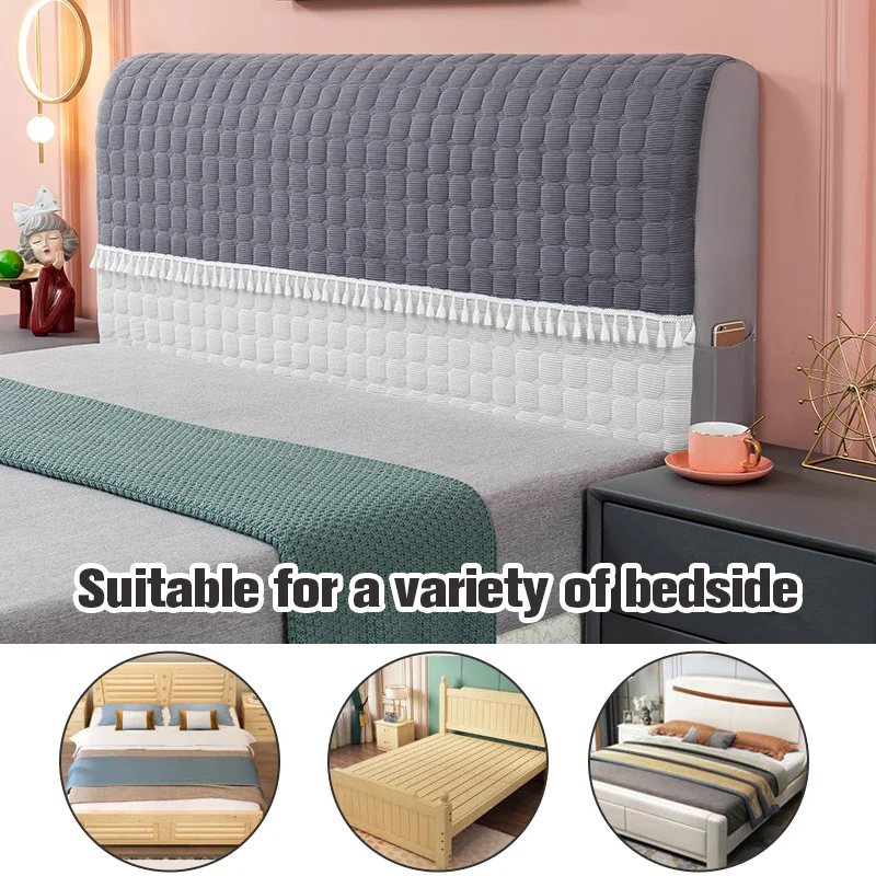 

All-inclusive Non-slip Thicken Head Cover Fringe Elastic Headboard Cover Solid Color Bed Back Dust Protector Cover