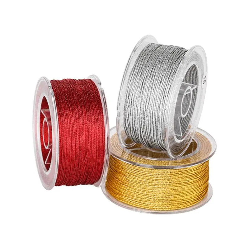 Gold/Silver Thread Macrame Cord Rope Bracelet Necklace Braided String for DIY Tassels Beading Shamballa String Jewelry Making