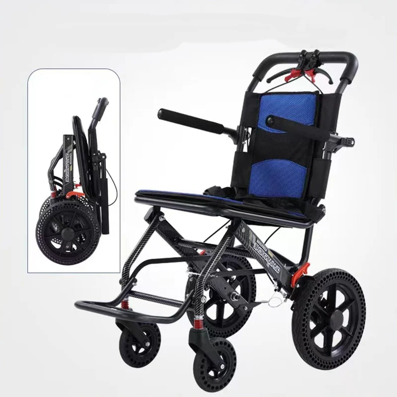 Elderly wheelchair Aluminium Alloy Folding ultralight manual Wheelchair for airplane airport light small ultra portable travel