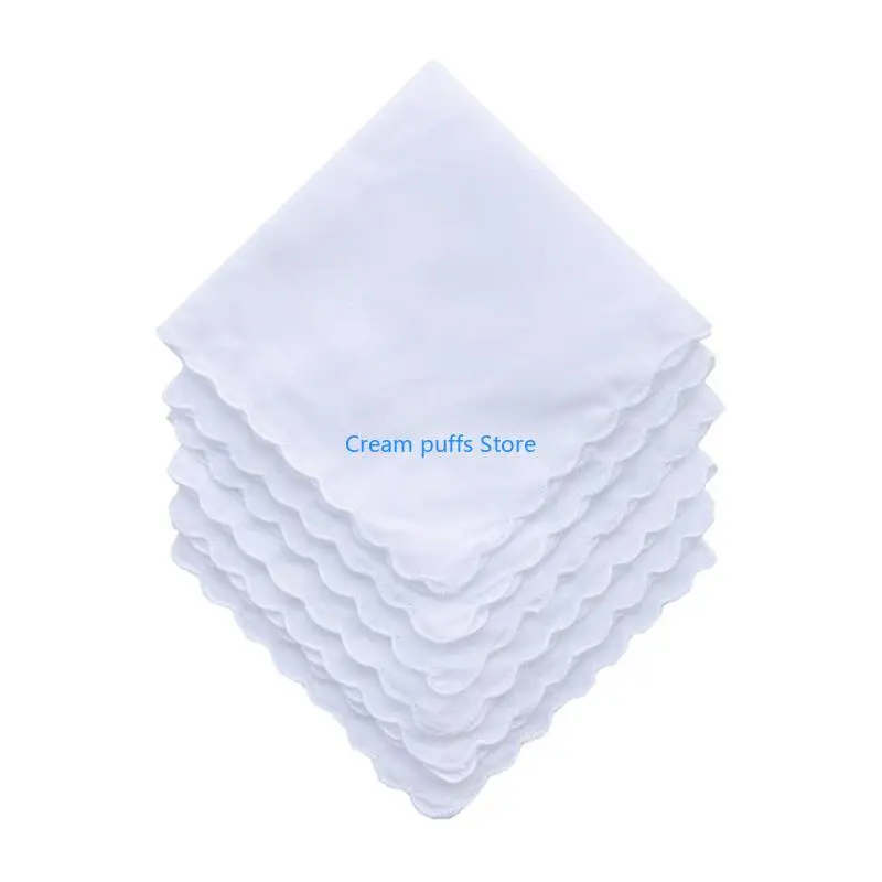 50LE المحمولة التعادل صبغ مربع منديل مفيد للمرأة رجل شهم الأبيض منديل قطن منديل مربع