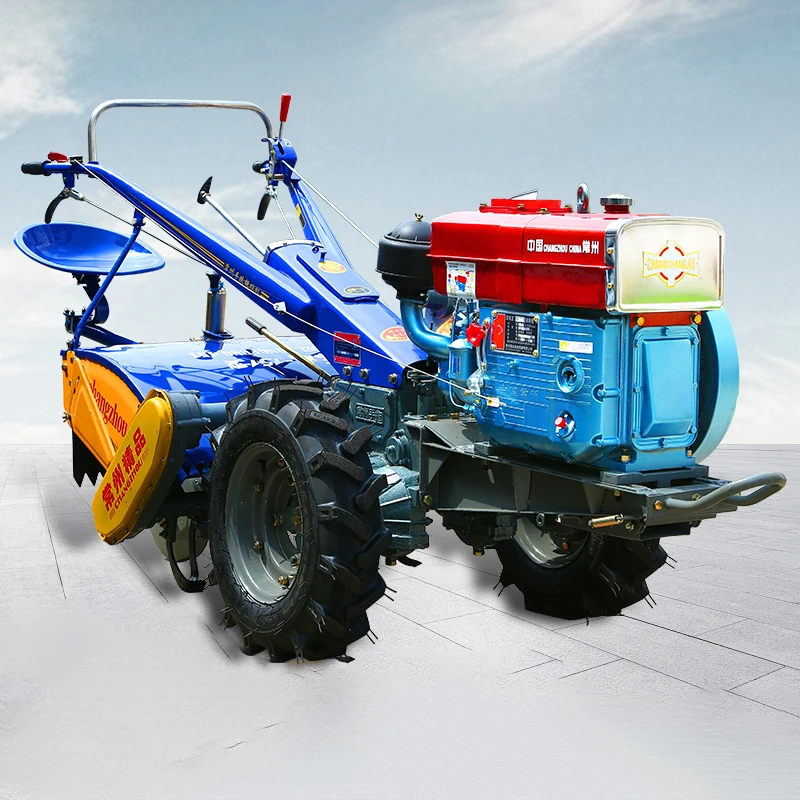 18HP Disc Harrow Hand Plow Diesel Engine Mini Electric Tiller Agricultural Power Tiller Walking Tractor Tiller