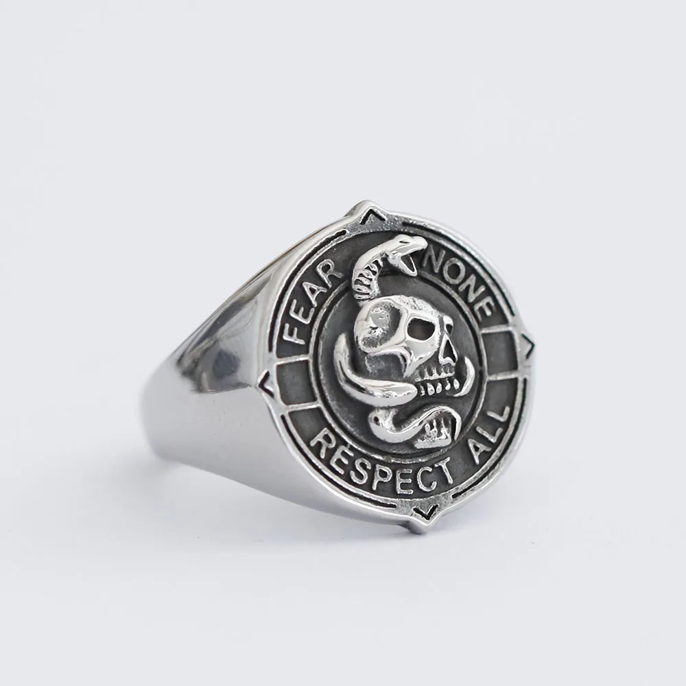 2023 NEW Men\'s 316L stainless-steel rings Viking Punk Rock Gothic skull ring witn snake fashion Jewelry for gift free shipping