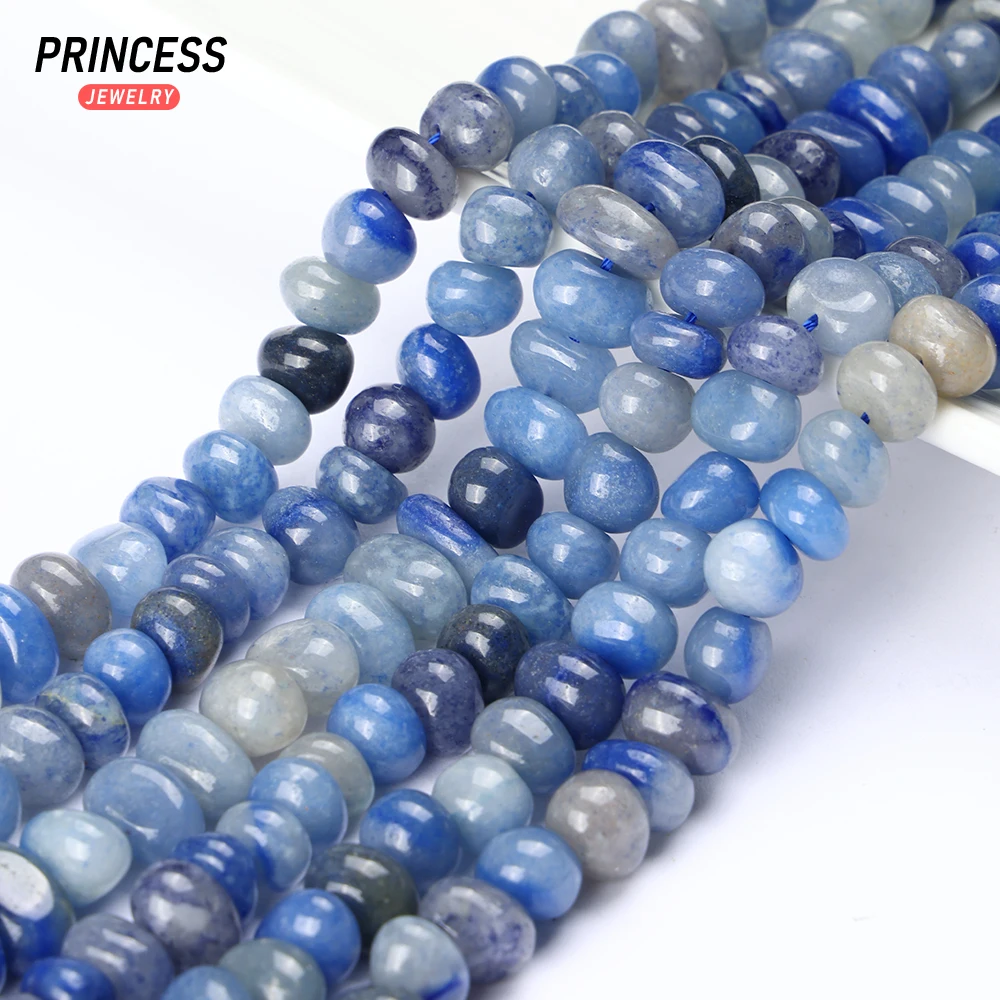 A ++ biru alami Aventurine tidak beraturan 4-6*8-9mm manik-manik untuk membuat perhiasan DIY kalung anting gelang aksesoris