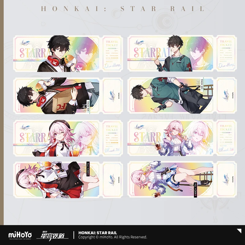 

Аниме-игра Honkai: Star Rail Delicious Voyage Series, лазерный билет, мультяшная фигурка Dan Heng, коллекционные карты 7 марта, подарок