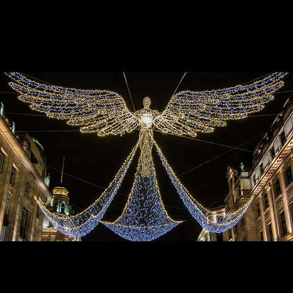 

Commercial Giant Outdoor Christmas Decoration Cross Street Motif Light Led Angel Rope For Sale