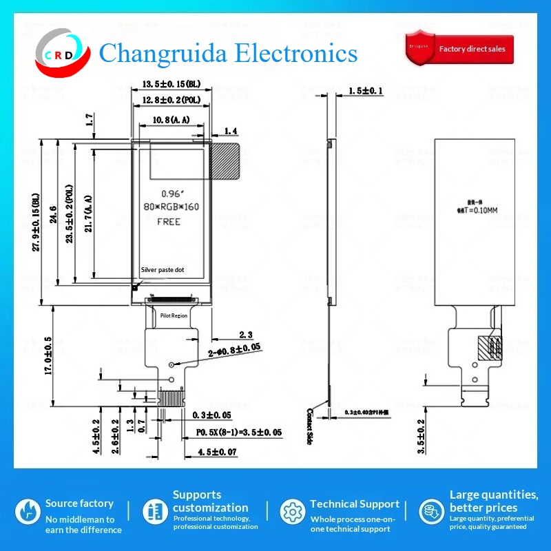 0.96-inch TFT LCD screen ST7735 small  80x160 display LCD strip  SPI color