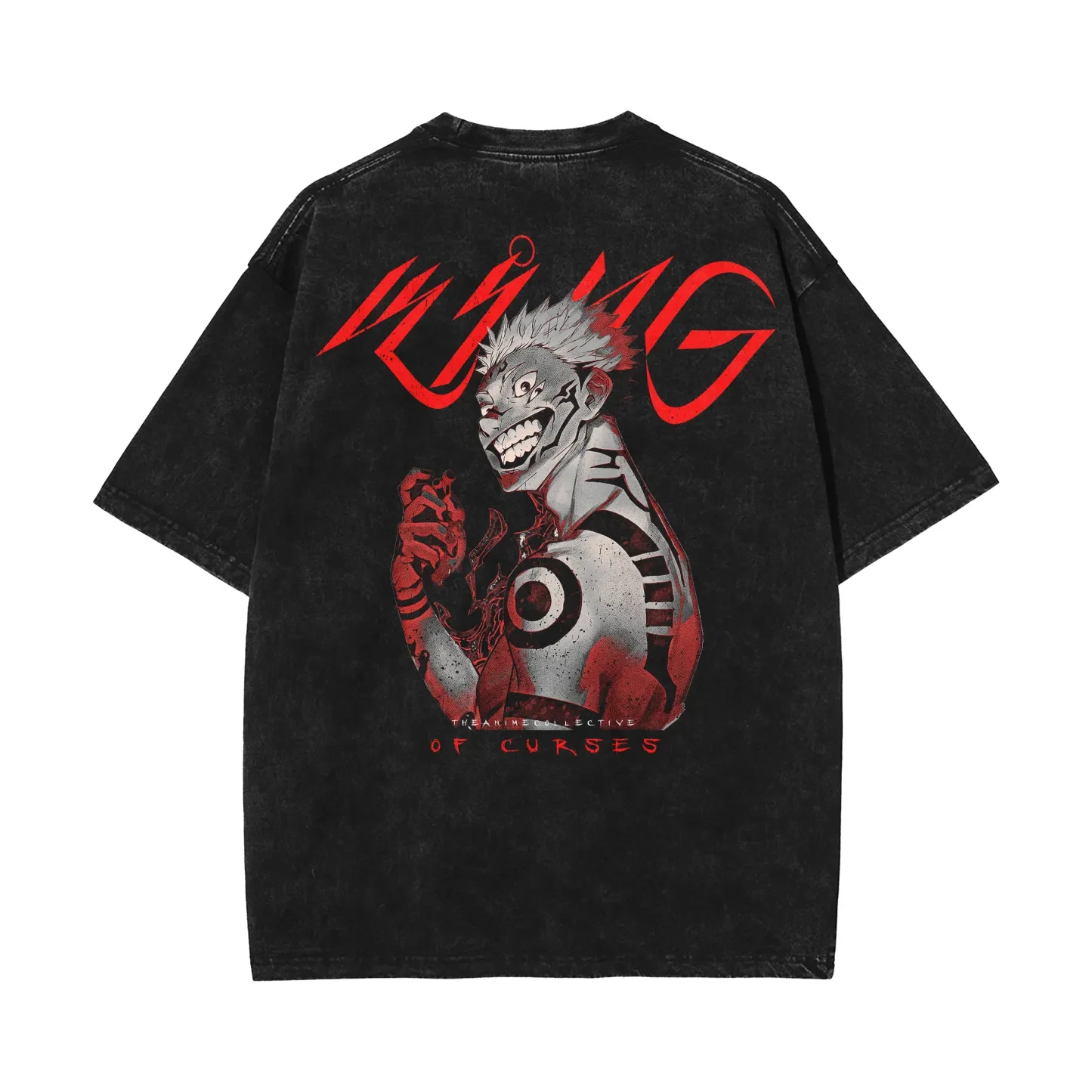 أنيمي Jujutsu Kaisen Ryomen Sukuna Harajuku خمر غسلها تي شيرت القطن الرجال الشارع الشهير المتضخم النساء قصيرة الأكمام للجنسين Y2k