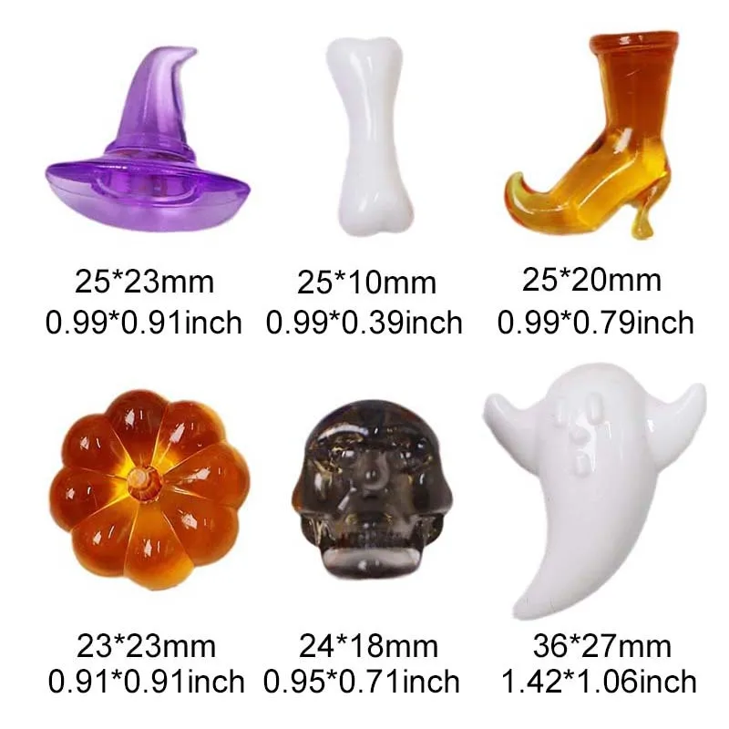 46Pcs Mini Halloween Decorations Set Random Style Tiny Witch Hat Ghost Pumpkin Skull Bead for Table Scatter DIY Crafts Party TMZ