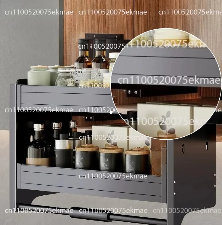 Upper Kitchen Cabinet Pull Down Lift Basket Soft Close Damper Storage  Wall Rack Kitchen Storage Shelf