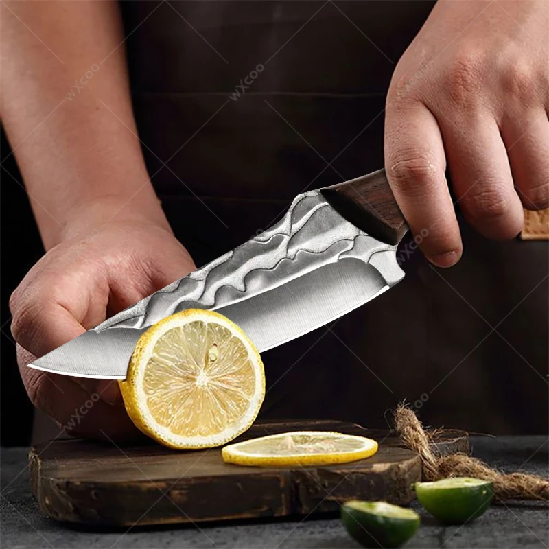 Forged Stainless Steel Butcher Knife Boning Knife Multifunctional Kitchen Meat Cutting Knives Kitchen Slicing Knife with Cover