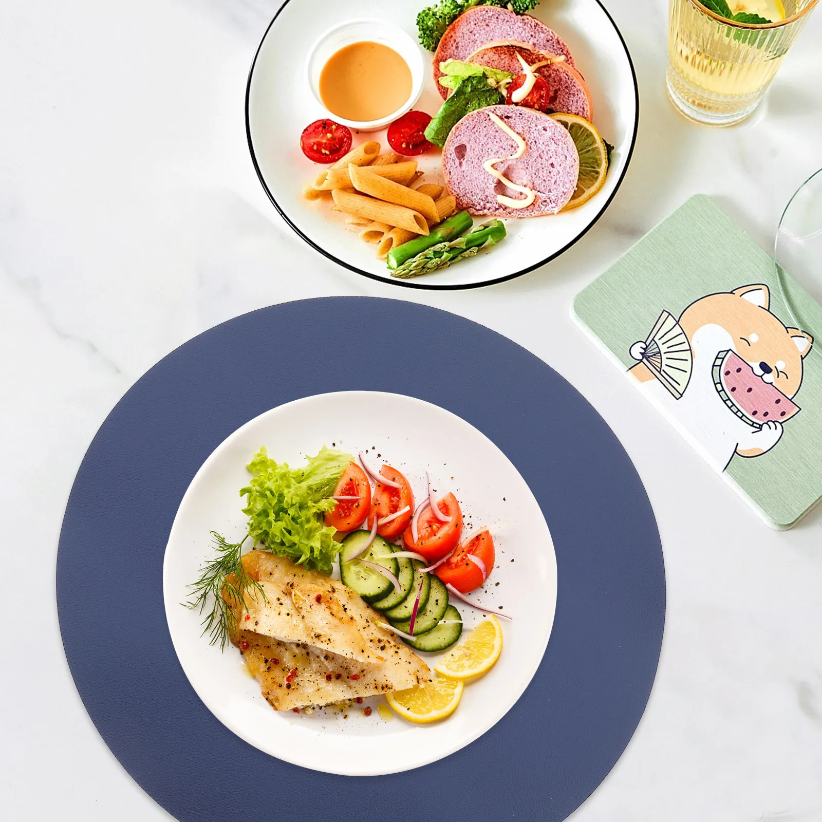 Premium PU Heat-Resistant Round Placemat for Dining Table Anti-Scald Dish Mat Insulation Coaster Modern Household Place