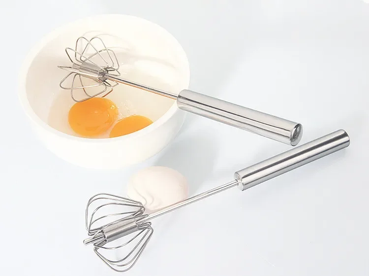 

Semi Automatic Mixer Whisk Egg Beater Stainless Steel Manual Hand Mixer Self-Turning Cream Utensils Kitchen Mixer Egg Tools