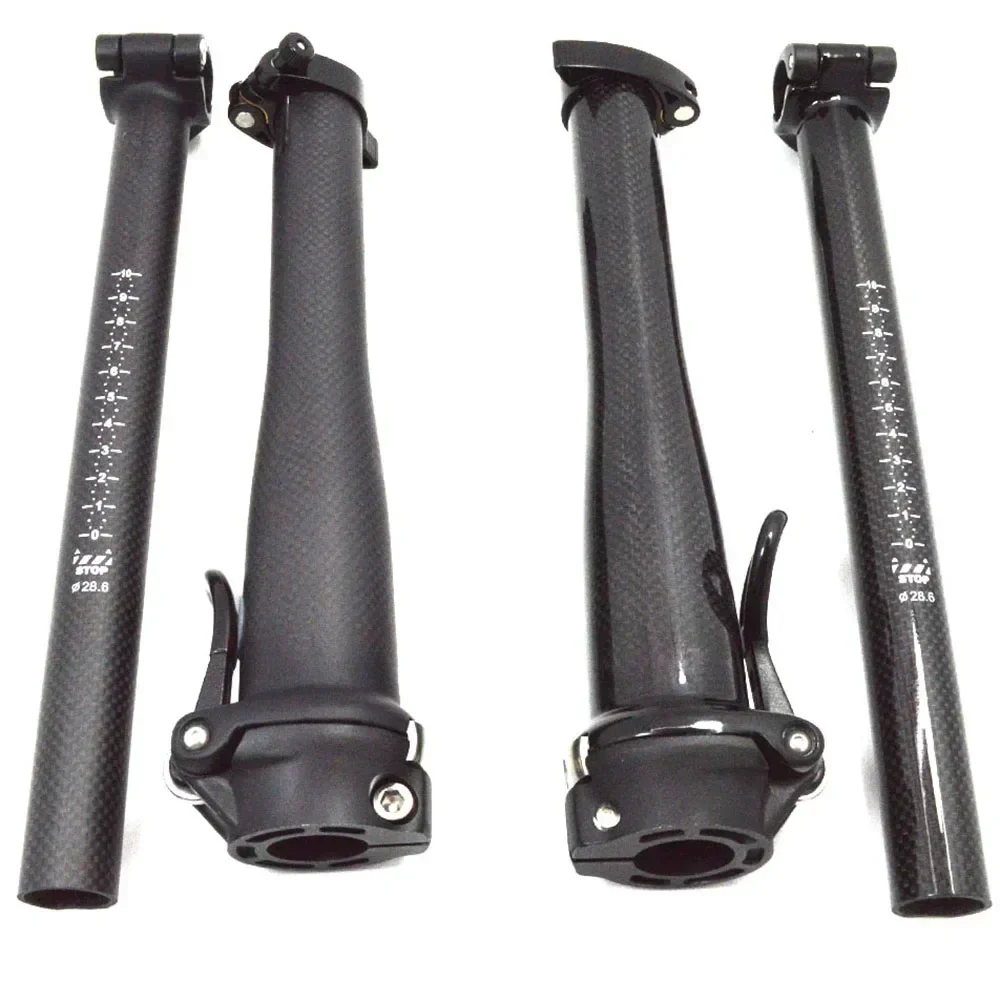 Full Carbon Fiber Folding Bicycle Adjustable Extension Stem Quick Release Head Tube for Handlebar 25.4mm Quick Release Tube