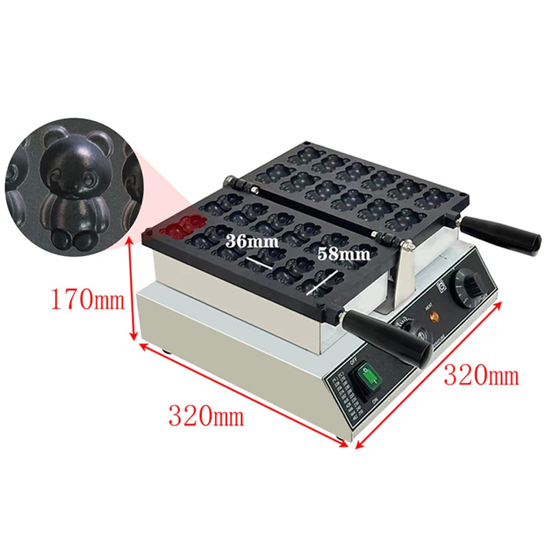 12-Slot Panda-Shaped Waffle Maker 110V/220V Dual-Sided Heating Snack Equipment 1500W Creative Waffle Machine