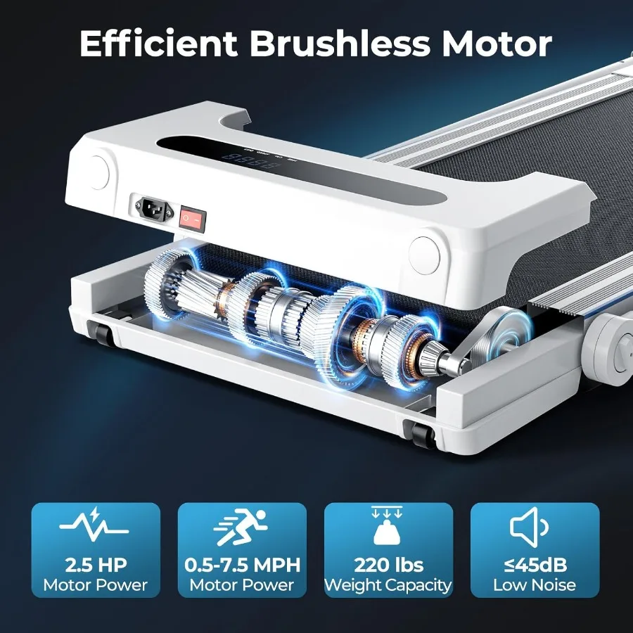 مشاية 3 في 1 مع مكتب كبير 2.5 حصان، مشاية كهربائية قابلة للطي للاستخدام المنزلي والمكتبي، تتميز بشاشة LED وجهاز تحكم عن بعد B