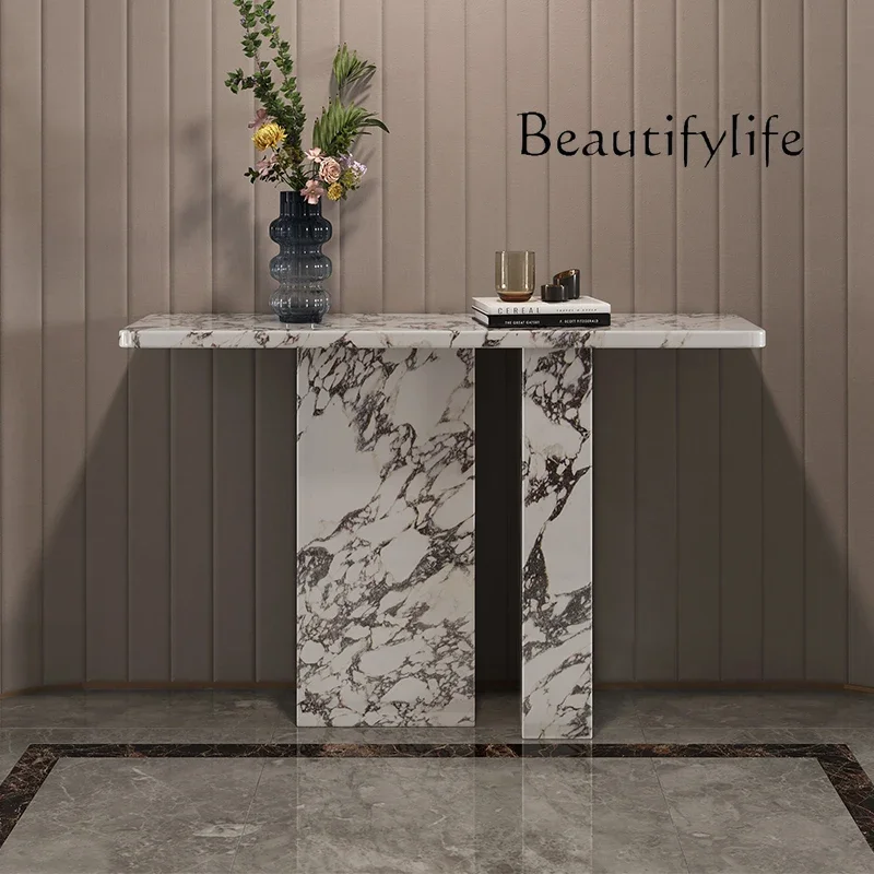 

D33Luxury Carrara Marble Console Table - French Style Entryway Hall Table & Console Table，Custom White Marble Wall Table