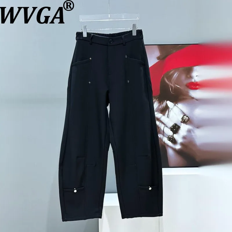 

WVGA весна осень новый мужской прилив High Street дизайн драпированный модный дизайн карманы нишевый шикарный повседневный прямой костюм брюки Ins W12608