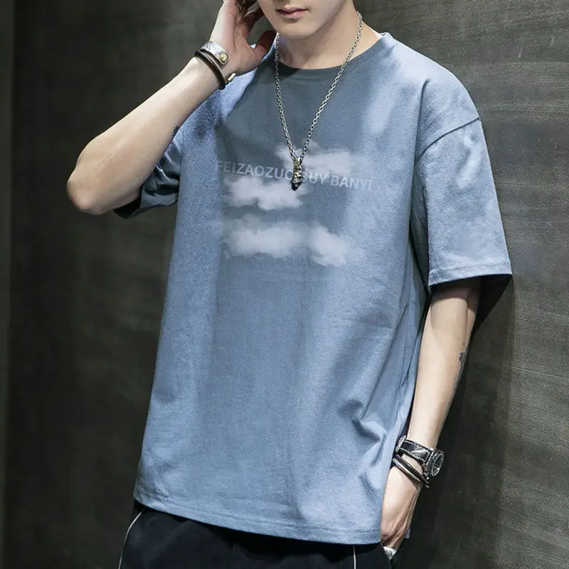 

Stylish Printed Letter Casual T-shirts Men's Clothing O-Neck Casual Summer Youthful Vitality Korean Basic Short Sleeve Pullovers