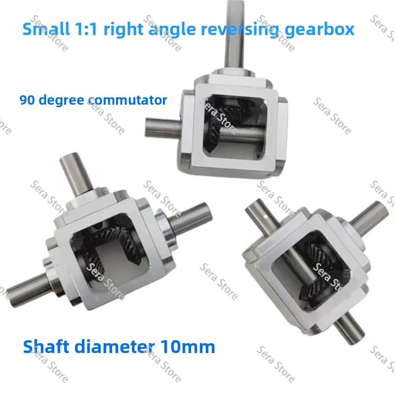 Mini Right Angle T-Type Gearbox, 1:1 Ratio Cross Drive Bevel Gear Reducer with 10mm Shaft