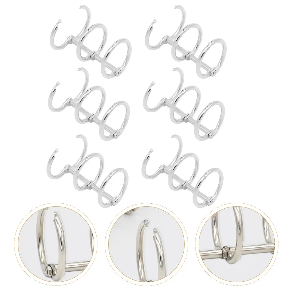 6 Pcs Book Rings Loose Leaf Binder Metal Keyring Scrapbook DIY Office for Flash Cards Binders